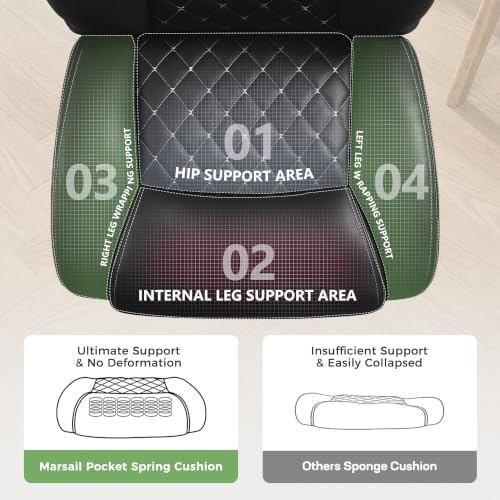 Office Chair, Ergonomic Executive Desk Chair with Lumbar Support for Lower Back Pain Relief, Padded Flip-Up Armrests, Leather Home Office Chair, Black