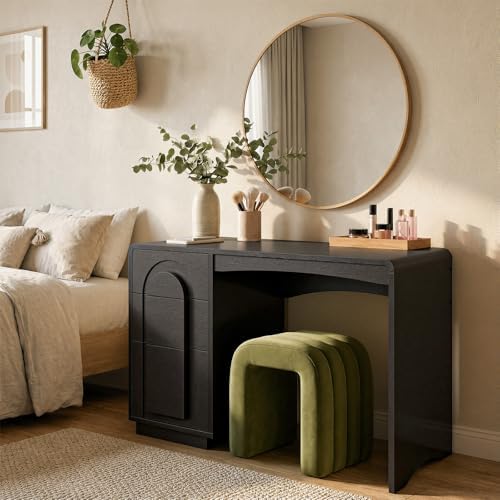 Bestier 47" Computer Desk with 3 Drawers, Executive Style, Black