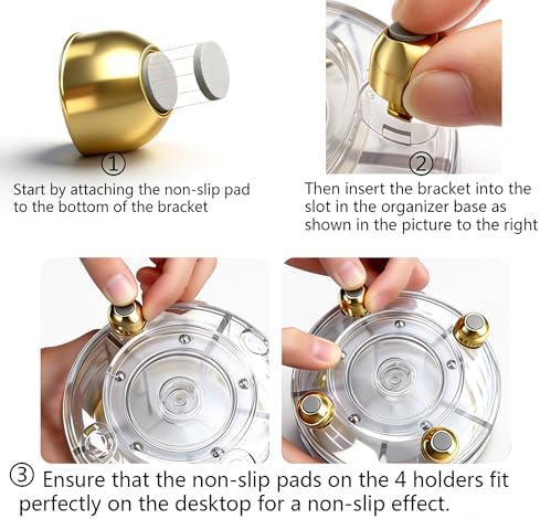 GOTOBA 360° Rotating Pencil Holder for Desk, Makeup Brush Holder with 6 Slots, Desk Organizer for Writing Utensil, Office and School Supplies (Transparent)