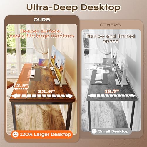 Huuger 48 x 24 inch Desk with Power Outlets & 0.95 Inch Thicker Desktop