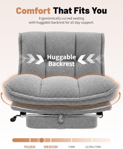 Criss Cross Office Chair, Cross Legged Armless Chair with Footrest (gray)