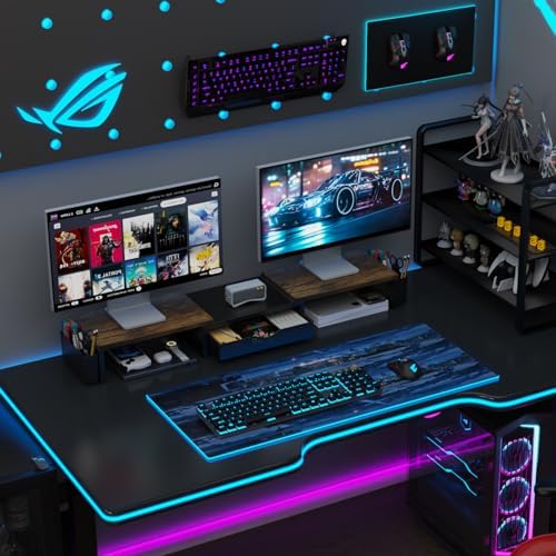 gianotter Dual Monitor Stand Riser With Drawer and 2 Pen Holders