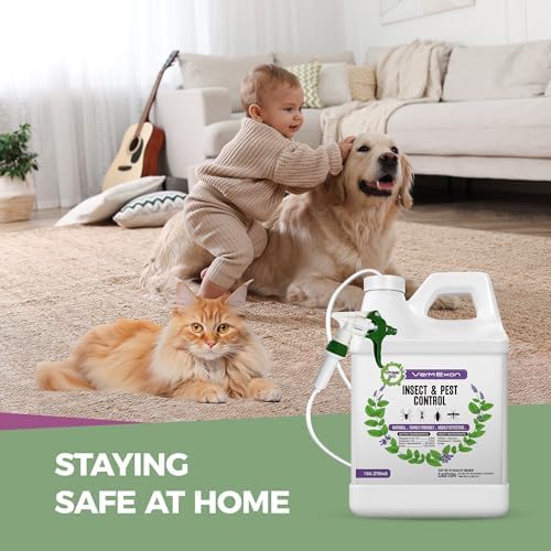 VermExon Peppermint Oil Insect & Pest Control Spray – 128oz Natural Plant-Based Bug Killer for Spiders, Ants, Flies, and Other Insects, Safe for Home & Kitchen Use