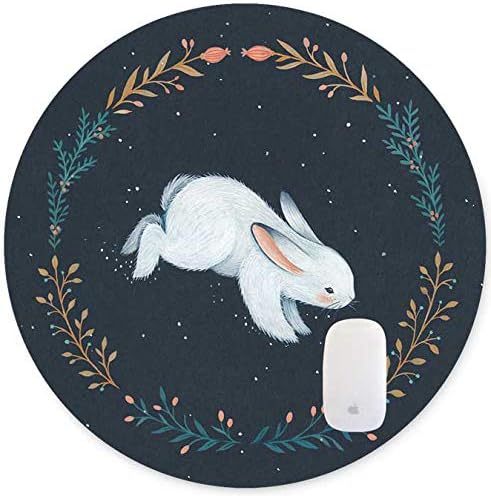 Non-Slip Rubber Cute White Rabbit Design Round Mouse pad | Non-Slip Rubber Cute White Rabbit Design Round Mouse pad (7.87 inch x 7.87 inch)