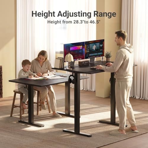 Claiks Electric Height Adjustable Standing Desk, 55x24 Inch, Black
