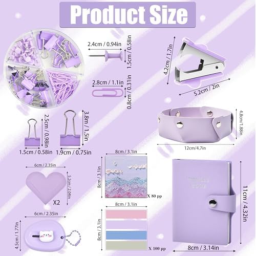 LXEVIHK Purple Desk Accessories 23-Piece Office Supplies Gift Set for Women