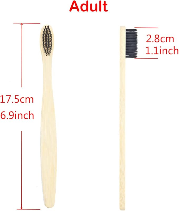 SEVENHEAD 10 PCS Bamboo Toothbrushes Soft Bristles Wooden Toothbrushes for Adult, Natural Biodegradable BPA Free Eco Friendly Toothbrushes Black