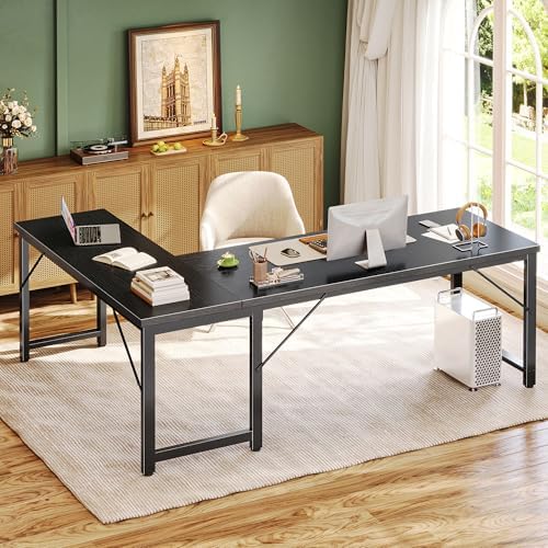 Huuger 63 Inch L Shaped Desk with 0.95 Inch Thicker Desktop