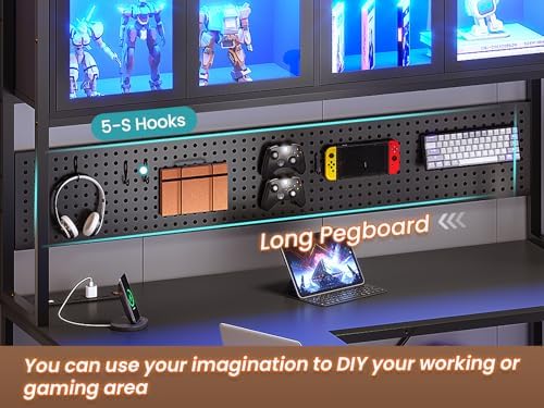 SEDETA L Shaped Gaming Corner Desk with Drawers, Hutch and Storage Shelves