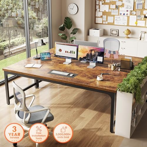 Huuger 71 x 31.5 inch Desk with Power Outlets & 0.95 Inch Thicker Desktop