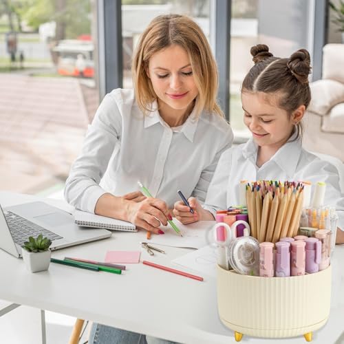 Camelmother 360°Rotating Pen&Pencil Holder For Desk With 5Slots Cute Office