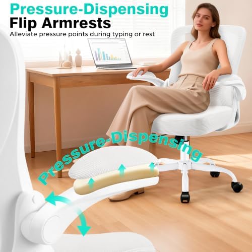 AreShark Office Chair - Ergonomic Breathable Mesh Desk Chair with Adjustable Lumbar Support and Flip-up Armrests - Executive High Back Rolling Swivel Comfortable Computer Gaming Chair for Home Office