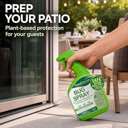 Lemongrass Bug Spray – Outdoor Patio & Backyard Bug Spray for Home, Kills & Repels Ants, Roaches, Spiders & More – Safe Around Kids & Pets – Natural Indoor Insect Repellent Spray (16oz)