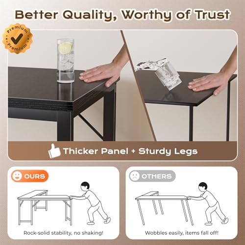Huuger 55 Inch L Shaped Desk with Power Outlets & 0.95 Inch Thicker Desktop