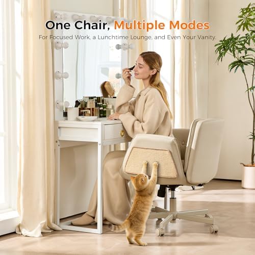 amseatec Criss Cross Office Chair, Swivel Makeup Vanity Chair with Wheels