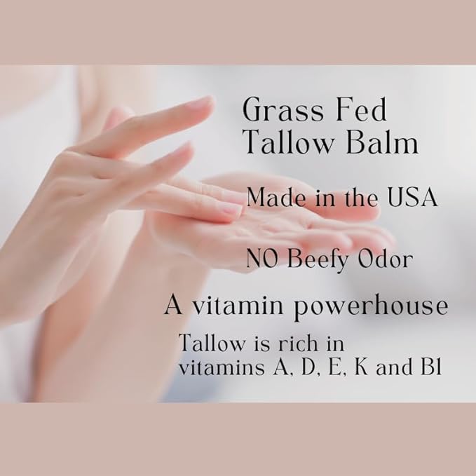 Aspen Kay Naturals Handmade 100% Grass Fed Beef Tallow Balm for Skin Care, With Organic Jojoba Oil + Chamomile (Blue Tansy) Organic Body Butter - 2 fl. oz. Made in USA
