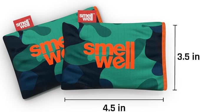 SmellWell - Scented Shoe Deodorizer Inserts - Odor Eliminators - Activated Bamboo Charcoal + Minerals - Natural Freshenes for shoes, bags, gloves - 2 x 1.8oz Original Size Camo Green