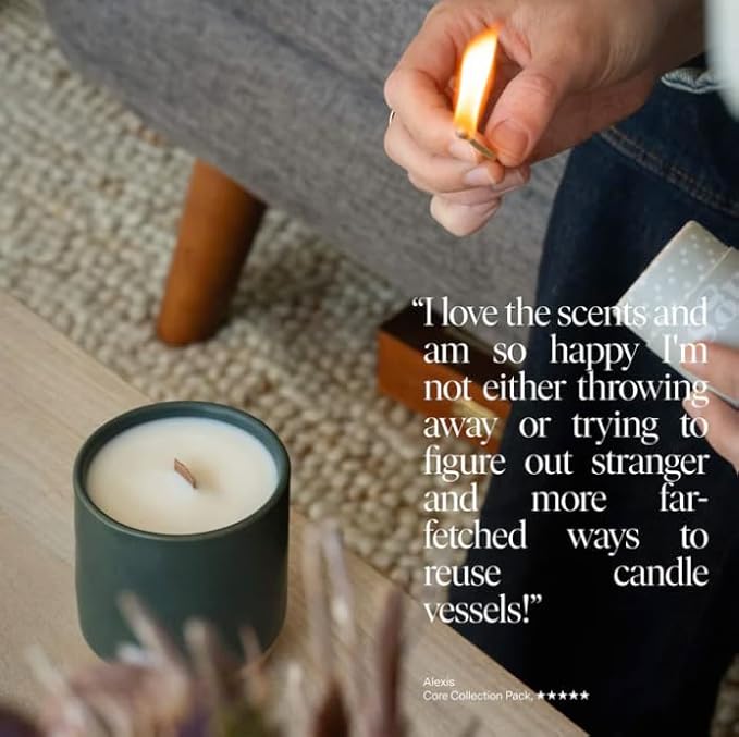 Siblings Candle Making Kit | DIY Coconut-Soy Wax Candle Kit with Wooden Wick | Scent Neroli Noir: Neroli, Amber, Sandalwood | Clean, Non-Toxic, Reusable, 60 Hr Burn