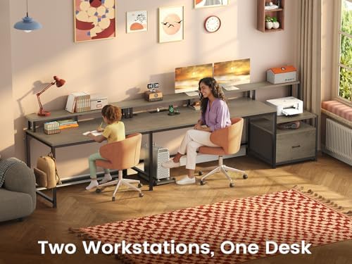 SEDETA 66" Reversible L Shaped Computer Desk with Power Outlet, File Drawer