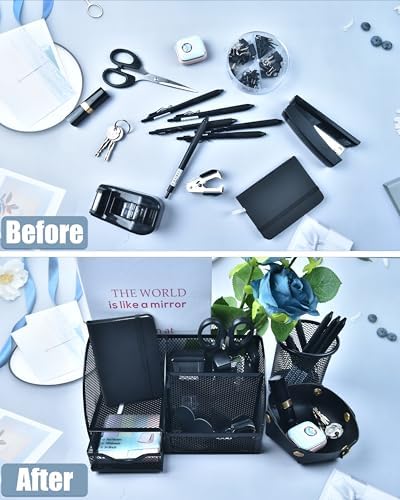 LXEVIHK Black Desk Accessories 23-Piece Office Supplies Gift Set