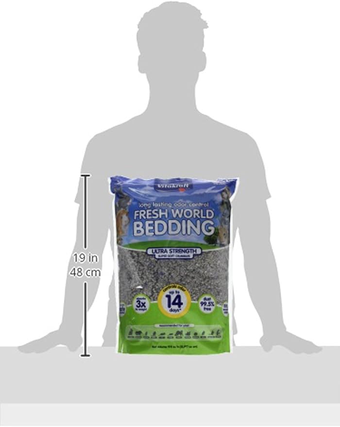 Vitakraft Fresh World Small Animal Bedding - Ultra Strength - Pet Bedding for Litter Boxes and Cages (16 L),Gray, 975 cu in (Pack of 2)