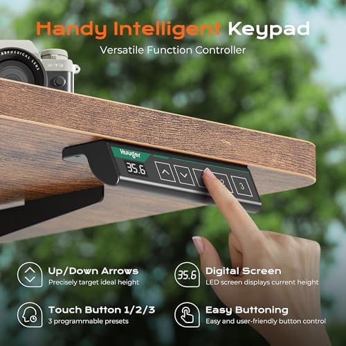 Huuger 78.7'' x 29.5'' Large Electric Standing Desk, Height Adjustable Computer Desk, 29.5" Deep Desktop, Stand up Gaming Office Desk with 2 Hooks, 3 Preset Heights, for Home Office, Rustic Brown