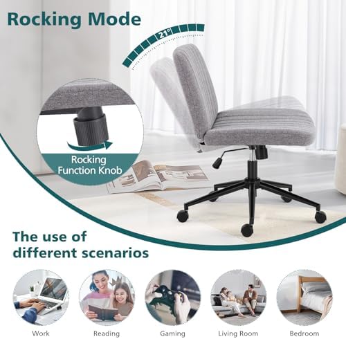 OLIXIS Criss Cross Chair with Wheels, Vanity Chair, Home Office Desk
