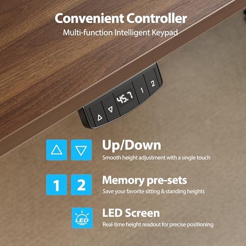 Agilestic 63*28 Inch Height Adjustable Electric Standing Desk, Dark Walnut