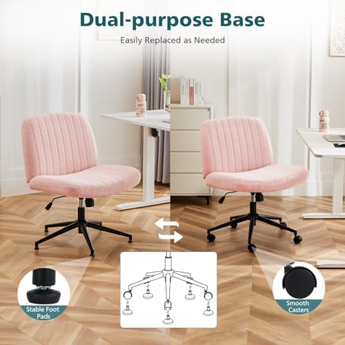 OLIXIS Criss Cross Chair with Wheels, Vanity Chair, Home Office Desk