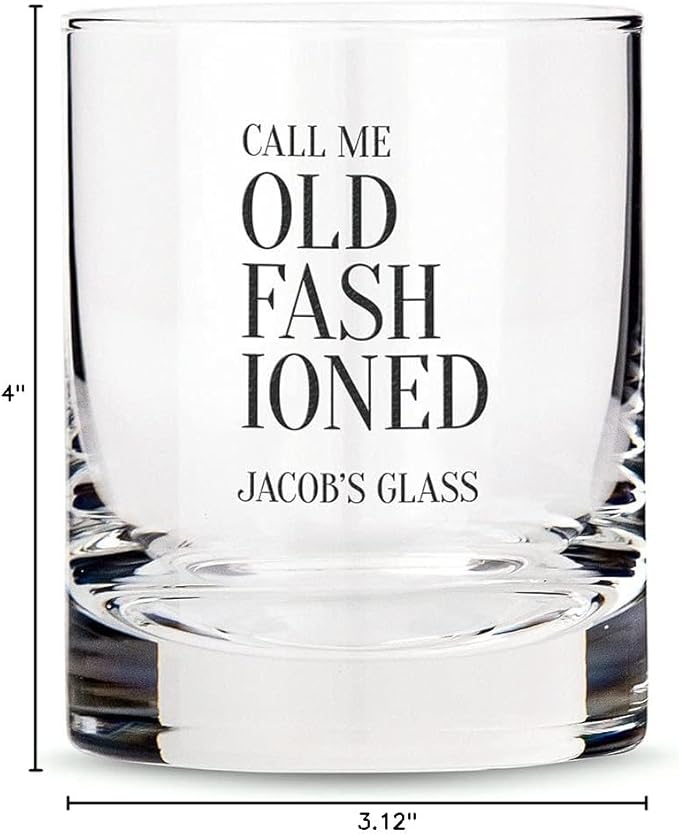 WEDDINGSTAR Personalized Whiskey Glass 11oz - Call Me Old Fashioned Print