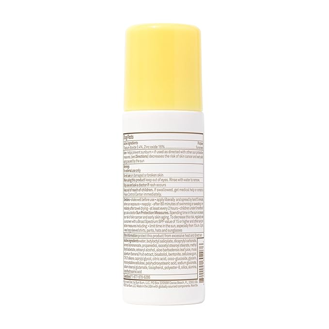 Sun Bum Baby Bum Mineral SPF 50 Roll-On Sunscreen - Vegan and Hawaii 104 Act Compliant (Without Octinoxate & Oxybenzone) - Broad Spectrum Moisturizing UVA/UVB - Travel Size - 3 oz