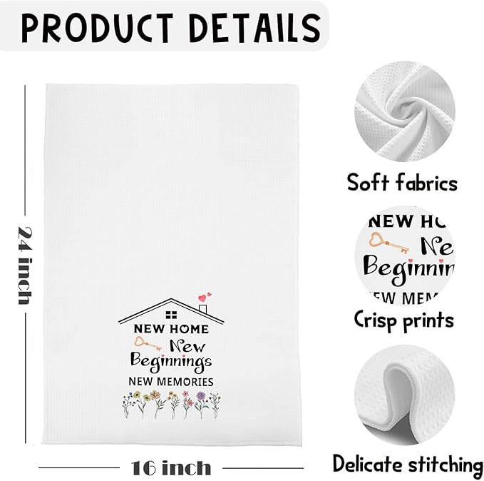House Warming Gifts New Home Kitchen Towels, New Homeowner Gifts Dish Tea Towels for Kitchen Decor, Best Housewarming 2025 for Bathroom Decor, 16x24 Inches