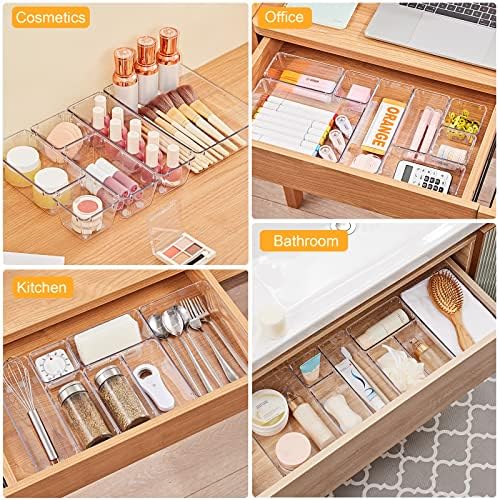 SMARTAKE 28 Piece Drawer Organizers with Non-Slip Silicone Pads, 4-Size