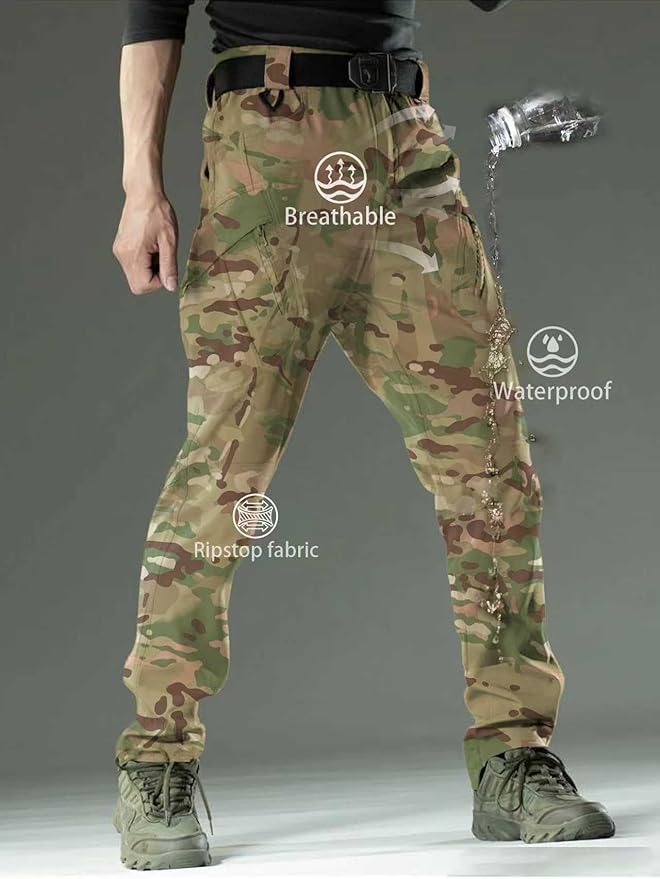 AUTIWITUA Men's Tactical Cargo Pants Water Resistant Lightweight Hiking Pants Outdoor Work Pants with Multi Pockets(No Belt)