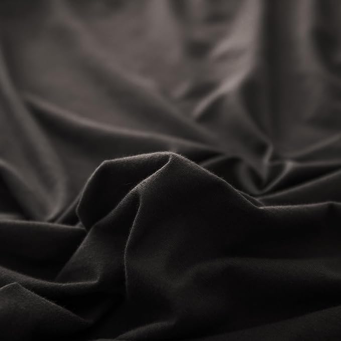 PURE ERA Jersey Knit 4pc Bed Sheet Set 100% T-Shirt Cotton Super Soft Comfy Breathable Fits Mattress Up to 20" Extra Deep Pocket (Solid Black, King)
