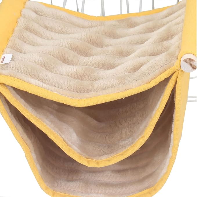 emours Small Animal Hammock Hamster Parakeets Bed Bird Nest Cage Corner Hideout Triple Play Platform for Parrots Rat Sugar Glider with Warm Fleece (Three Layer)