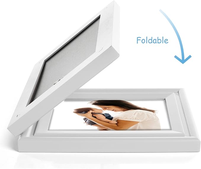 4x6 Double Hinged Picture Frame Folding Photo Frame Vertical and Horizontal in White Pine Wood with Real Glass for Tabletop X2-BAI-SH46