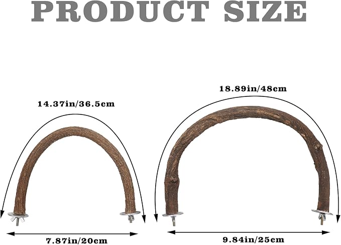 2 Pack Bird Perch Stand, Natural Wood U Shape Parrot Stand Pole, Bird Cage Accessories, Suitable for Small to Medium Birds Parakeets Cockatiels Budgie Lovebirds
