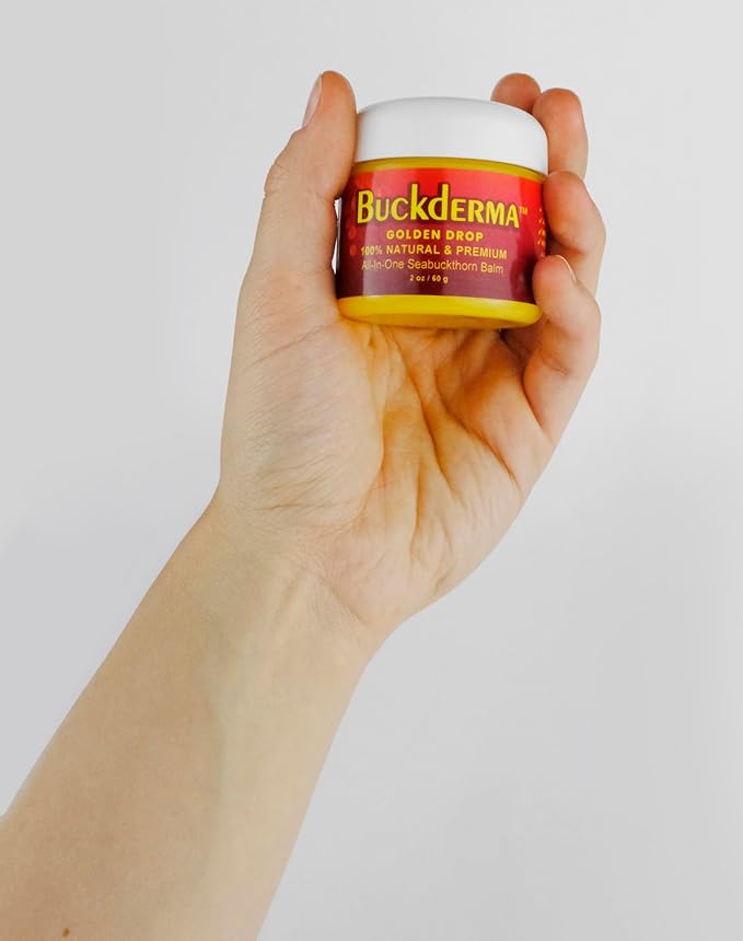 Beesaluxe Buckderma - 100% Natural All-In-One Seabuckthorn Balm - Facial Moisturizer, Oil Cleanser, Overnight Mask, Makeup Remover, Lip Balm, Hand Cream, Foot Butter and More