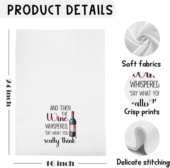 Funny Wine Kitchen Towels, Gifts for Wines Lovers Dish Tea Bar Towels for Kitchen Bar Cart Decor, Wine Gifts for Women Men Decorative Hand Towels, 16x24 Inches