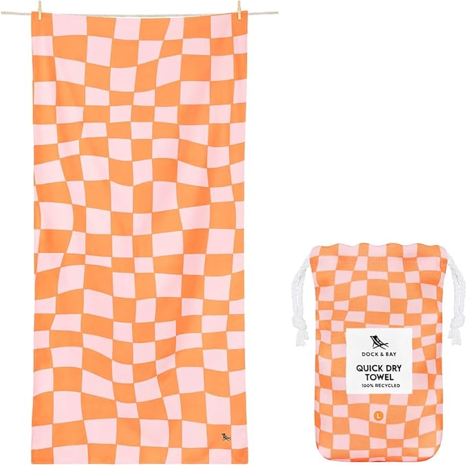 Dock & Bay Beach Towel - Quick Dry, Sand Free - Compact, Lightweight - 100% Recycled - Includes Bag - Summer Sugar - Set of 6 - Large (160x90cm, 63x35)