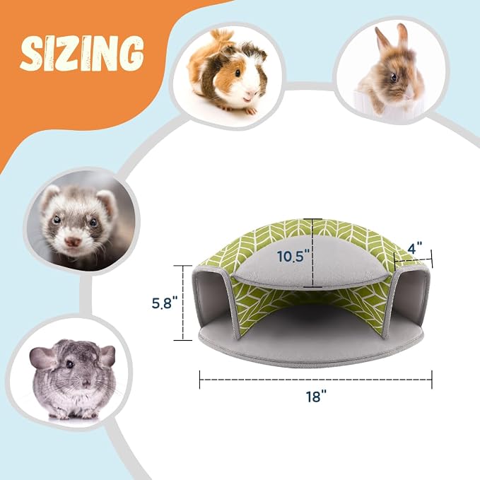 Guinea Pig Hideout, Interactive Guinea Pig Tunnel Bed, Washable | Small Animal Tubes Toys Cage Accessories for Ferret Bunny Chinchilla