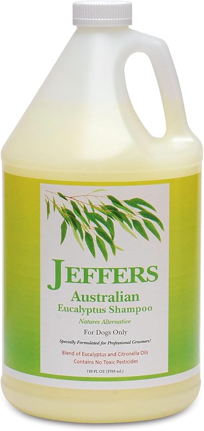 Jeffers Pet Australian Eucalyptus Dog Shampoo, 128 oz - Natural Botanical Grooming Wash with Citronella & Coconut Base, Deodorizing, Soap & Detergent Free, Concentrated, for Dogs & Puppies 6+ Weeks