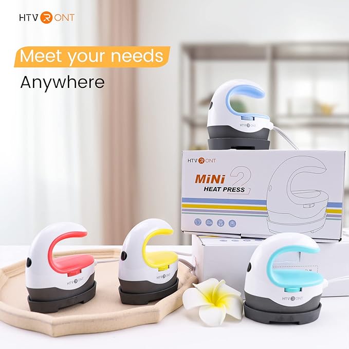 HTVRONT Heat Press Mini Heat Press Machine, Small Heat Press Portable Iron Press Machine for T Shirts, Hats, Heating Transfer Projects (Yellow)