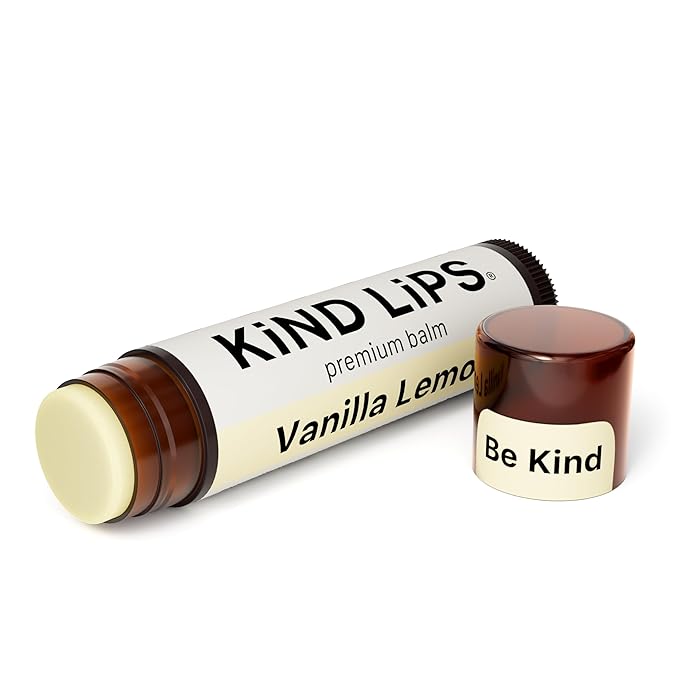 Kind Lips Organic Vanilla Lemon Lip Balm 5-Pack – Refreshing & Comforting Lip Care for Dry, Chapped Lips • 100% Natural, Clean, Gluten-Free, Grain-Free • Made in USA • Family Value chap stick Set