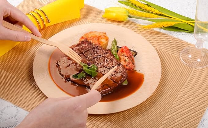 Pre Rolled Napkin and Bamboo Cutlery Set - 300Pack Bamboo Utensils/Compostable Cutlery(300 Forks, 300 Knives, 300 Spoons, 300 Napkins), Biodegradable Wrapped Cutlery for Party, Wedding, Events