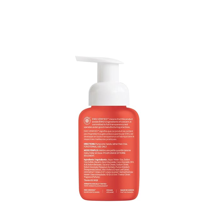 ATTITUDE Foaming Hand Soap, EWG Verified, Plant and Mineral-Based Ingredients, Vegan and Cruelty-free Personal Care Products, Vine Leaves and Pomegranate, 10 Fl Oz (Pack of 3)