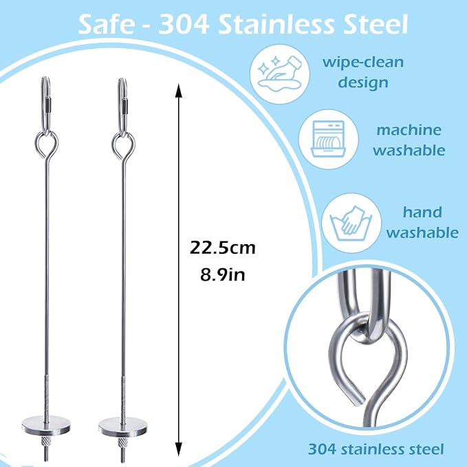 2Pcs Rat Enrichment Toys, 304 Stainless Steel Holder for Fruit Veggie | Fancy Mice Cage Puzzle Toy, Hanging Rodent Slow Feeder to Keep Pets Healthy, Bird Foraging Toy for Parakeet, Dishwasher Safe
