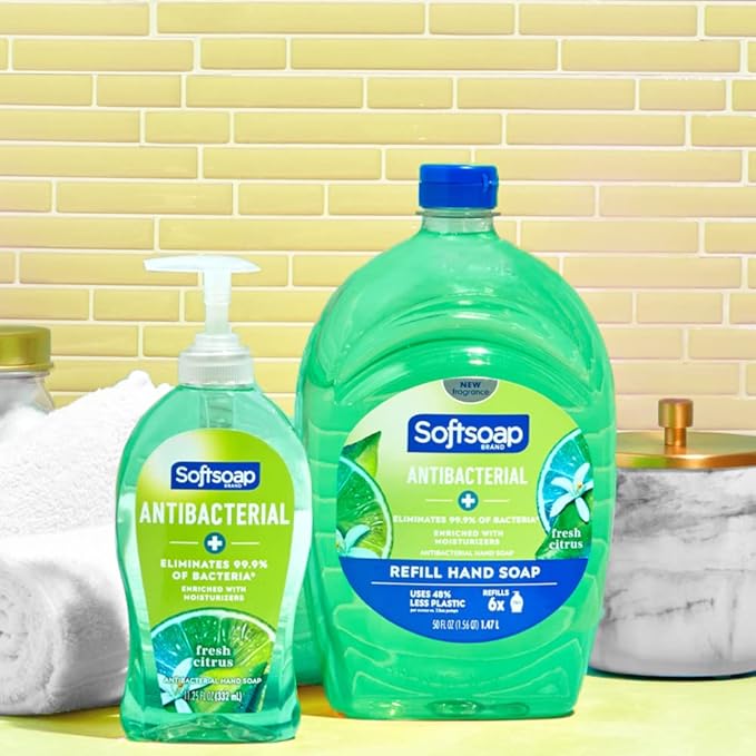 Softsoap Antibacterial Liquid Hand Soap, Fresh Citrus Scent Hand Soap, 11.25 Ounce, 6 Pack