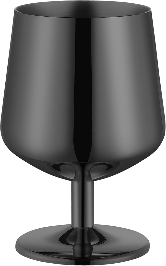 12oz Brandy Snifters, Cognac Snifter Glasses, Brandy Snifters Set of 4 of 6, Stemmed Whiskey Glasses, 18/10 Stainless Steel, Dishwasher Safe, Ideal Gift for Wine Lover, Black
